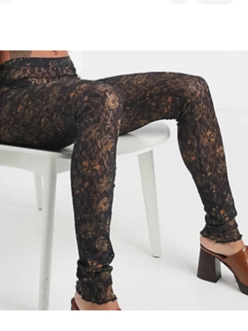 Free People Intimately Layered In Lace Legging in the black/gold combo color
